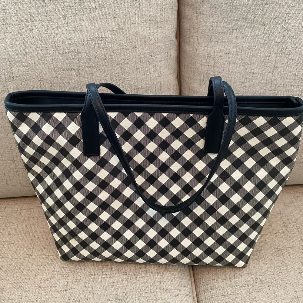 Talbots new black and white gingham tote